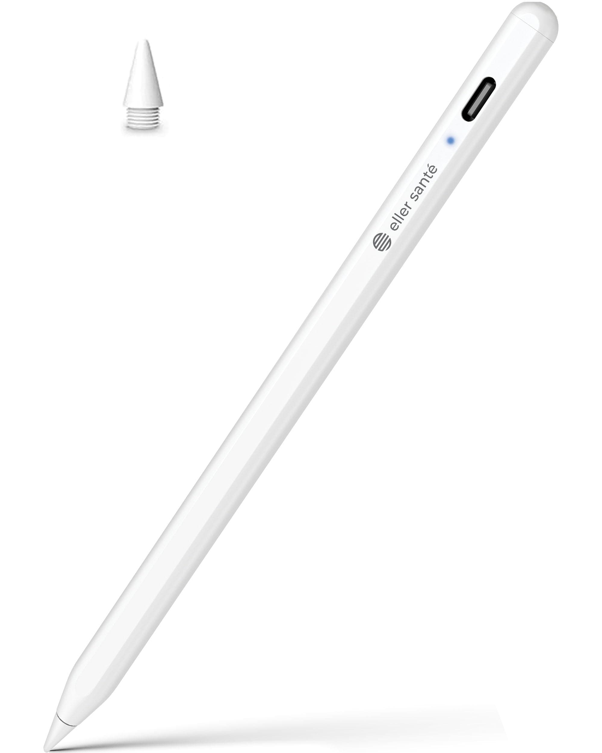 eller santé® Universal Stylus Pen for Touch Screen Devices Compatible with Android, iOS, Tablets & Smartphones Pencil Power Display Tilt Sensitivity Magnetic Adsorption- White