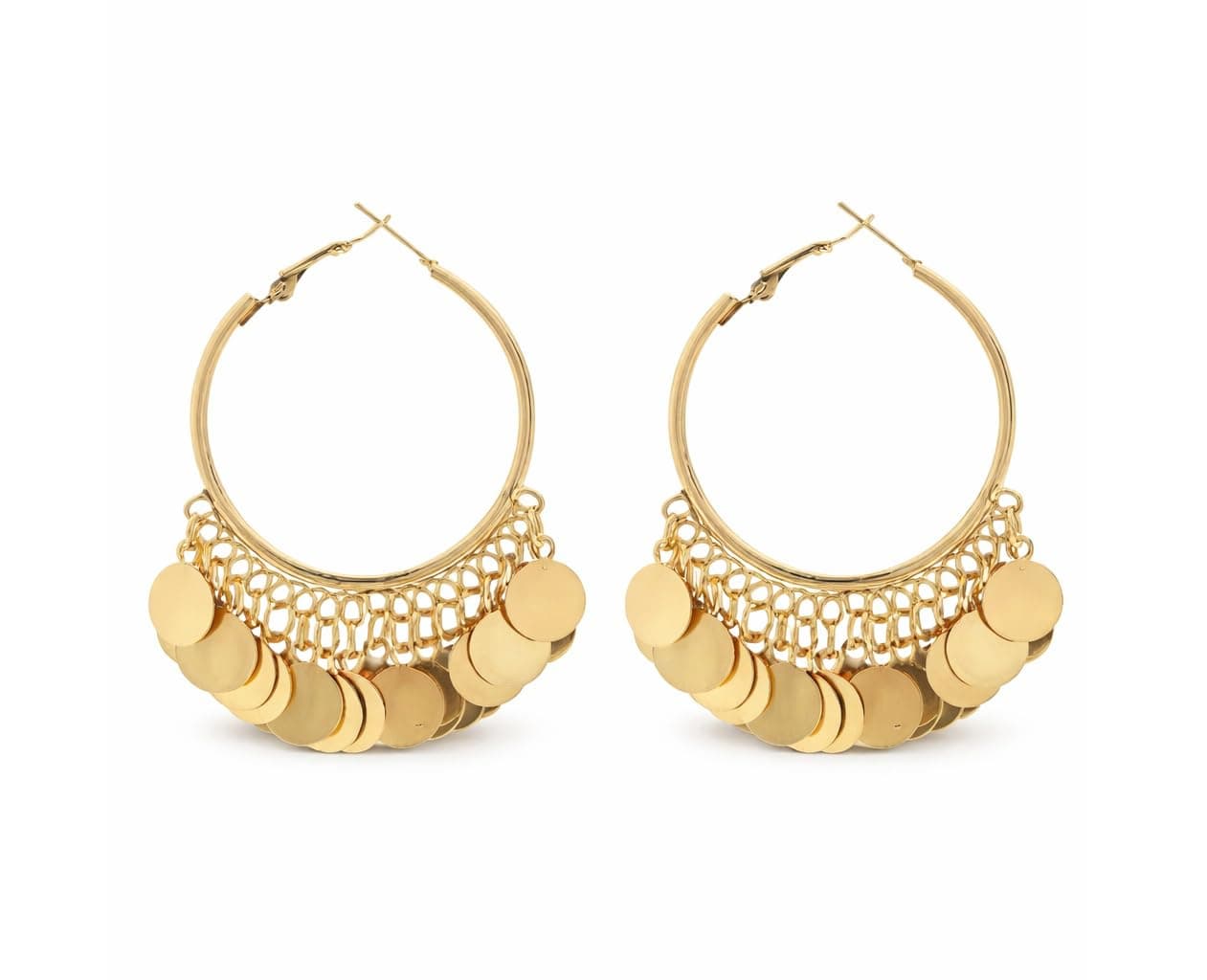 Bluebells gold color jhumka style traditional round bohemian earring set for women