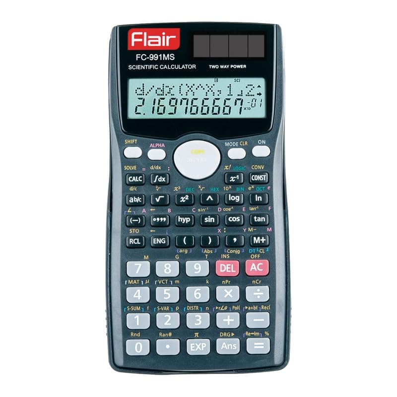 Flair FC-991 MS Scientific Calculator | 401 Functions with 40 Scientific Calculations | Two Line Display | Matrix & Vector Calculations | Two Way Power | 10 + 2 Digits Calculator | Black, Pack of 1