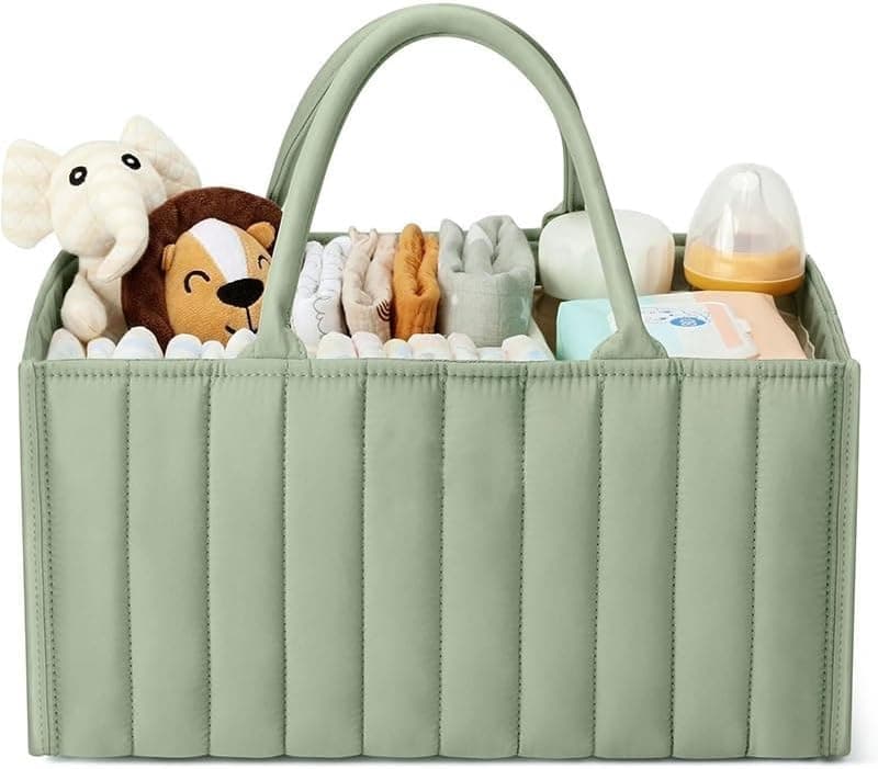 Handcuffs Cute Diaper Caddy Bag for Smart Mothers Baby Diaper Caddy Organizers Baby Wipes Felt Storage, Nursery, Foldable and Portable (Green)