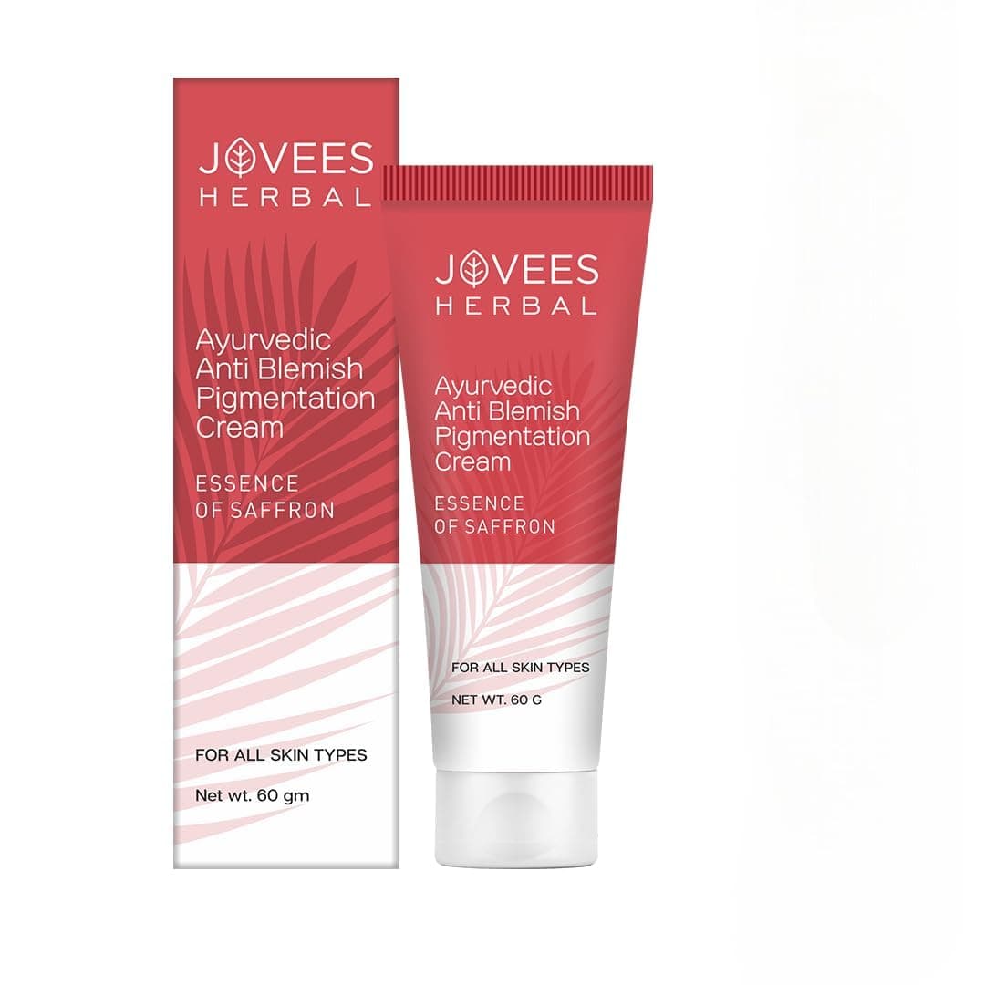 Jovees Herbal Anti-Blemish Pigmentation Cream with Saffron | Reduces Dark Spots, Acne Scars & Pigmentation | Ayurvedic Formula with Almond, Coconut & Olive Oil for Skin Brightening & Even Tone | For All Skin Types - 60g
