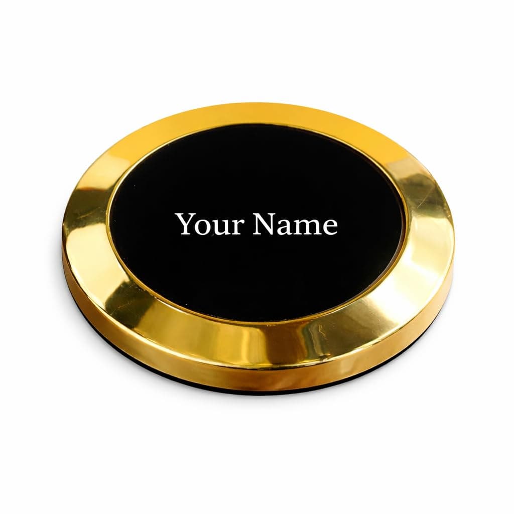 Giftana Personalized Gold Round Paper Weight for Office Table, Smooth Finish Office & Home Stationery Accessory, Paperweight Showpiece Gift for Men & Women, Corporate Gift for Employees