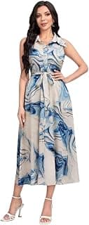 Bollyclues Women's Multicolor Cotton Sleeveless Maxi Dresses |Long Dress for Women| One Piece Western Dress for Women
