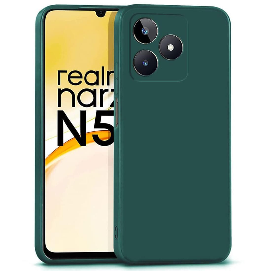 Amazon Brand- Solimo Mobile Cover for Realme Narzo N53 4G (Soft, Matte Finish Liquid Silicone Case & Flexible Back case), Green