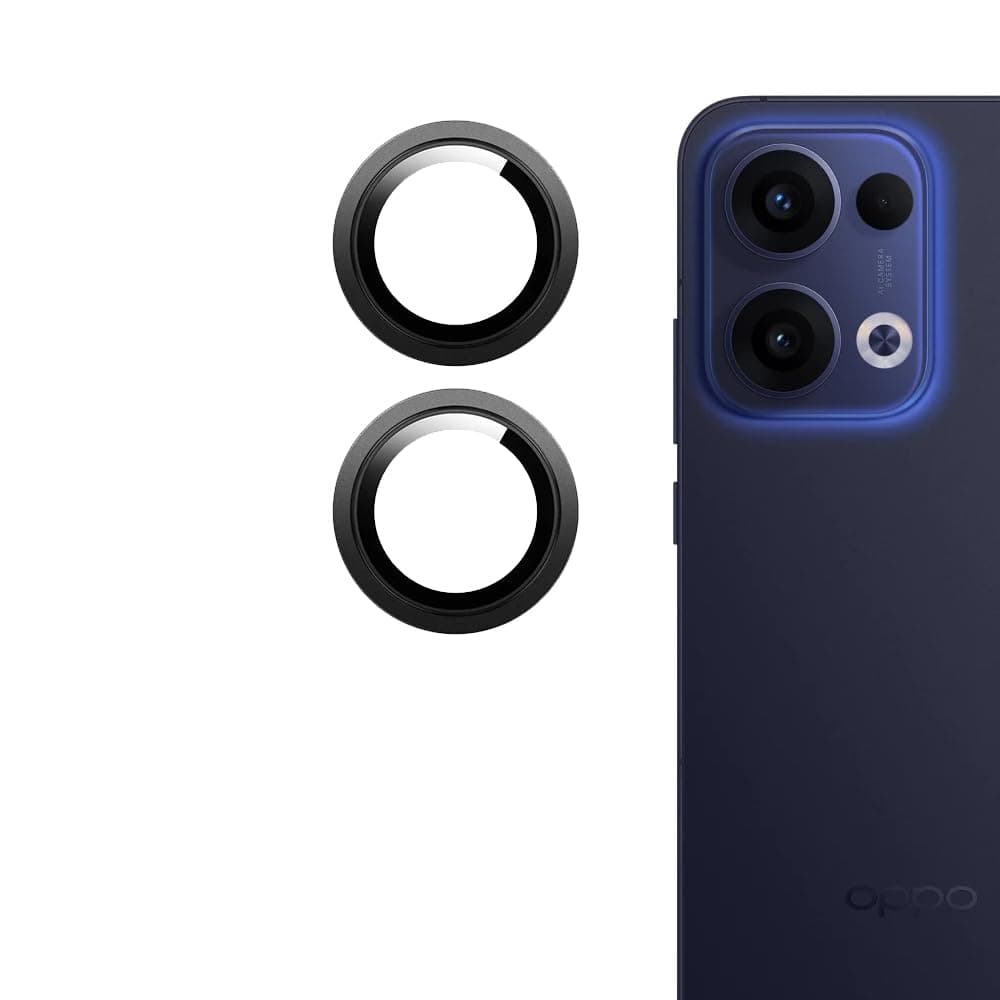 Amazon Brand - Solimo Camera Glass Lens Protector Ring for Oppo Reno 13 Case Friendly with Edge to Edge Coverage and Easy Installation (Black)