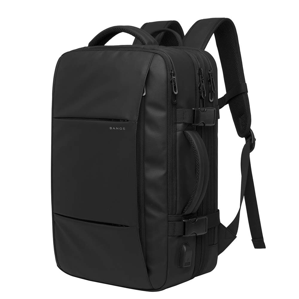 BANGE High Capacity Expandable Water Resistant 15.6 inch Laptop Backpack with USB Charging (Black 35L)