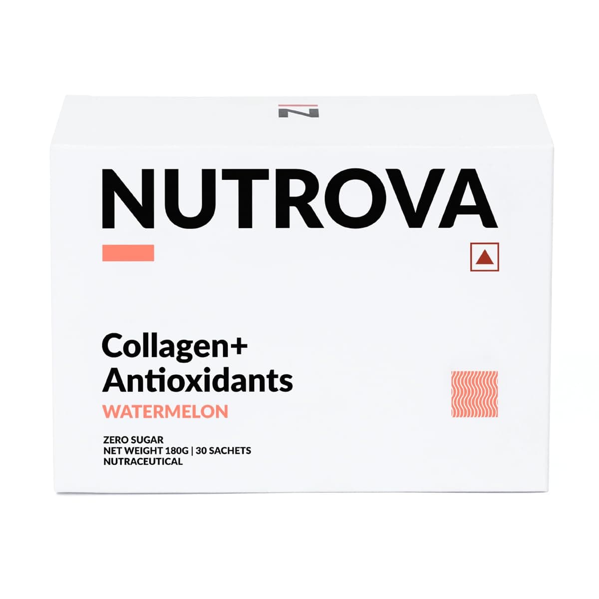 NUTROVA Collagen+ Antioxidants | Marine Collagen Supplements Powder for Men & Women | Improves Skin Hydration, Reduces Damage | Skin, Hair & Nails | Zero Sugar - Watermelon | 30 Servings