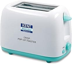 KENT Crisp Pop Up Toaster 750 Watts | 2 Slice Automatic Pop Up Electric Toaster | 6 Heating Modes | Auto Shut Off | Removable Bread Crumbs Tray | White