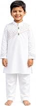 Itsyboo Boys Cotton White Kurta Pajama Set | Full Sleeve Ethnic Wear for Independence Day & Republic Day | Embroidery Indian Outfit for Kids
