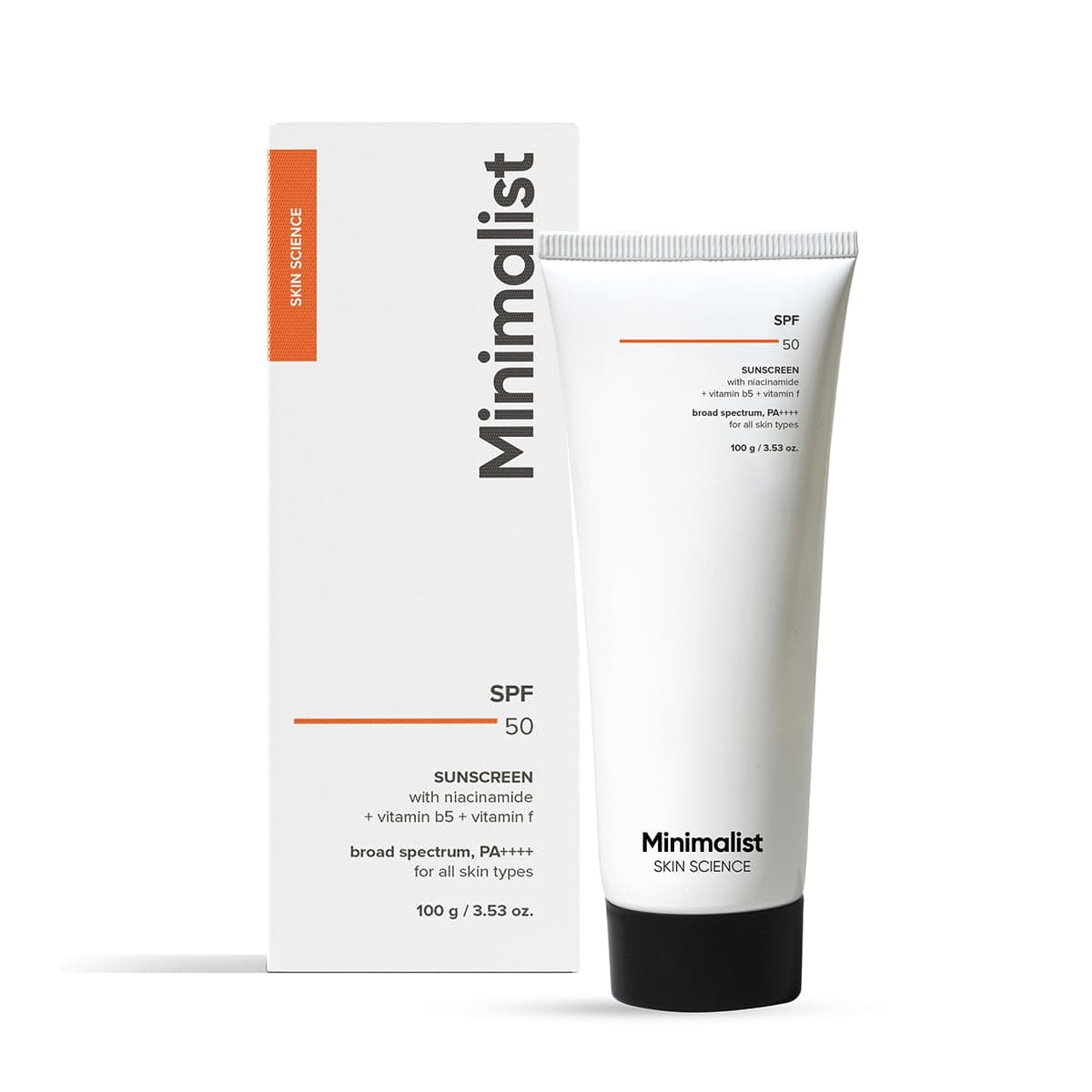 Minimalist Sunscreen SPF 50 PA+++ with Niacinamide & Multi-Vitamins | Clinically Tested in US (In-Vivo) | Lightweight with Multi-Vitamins | No White Cast | Broad Spectrum | Face Sunscreen for Men & Women | 100gm