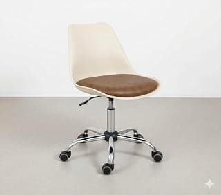 Armless Revolving Office Chair - Solid Steel for Home/Office/Study/Vanity/Shops/Clinic/lab/Spa/Conference/Meeting/Reception (Off White and Brown)