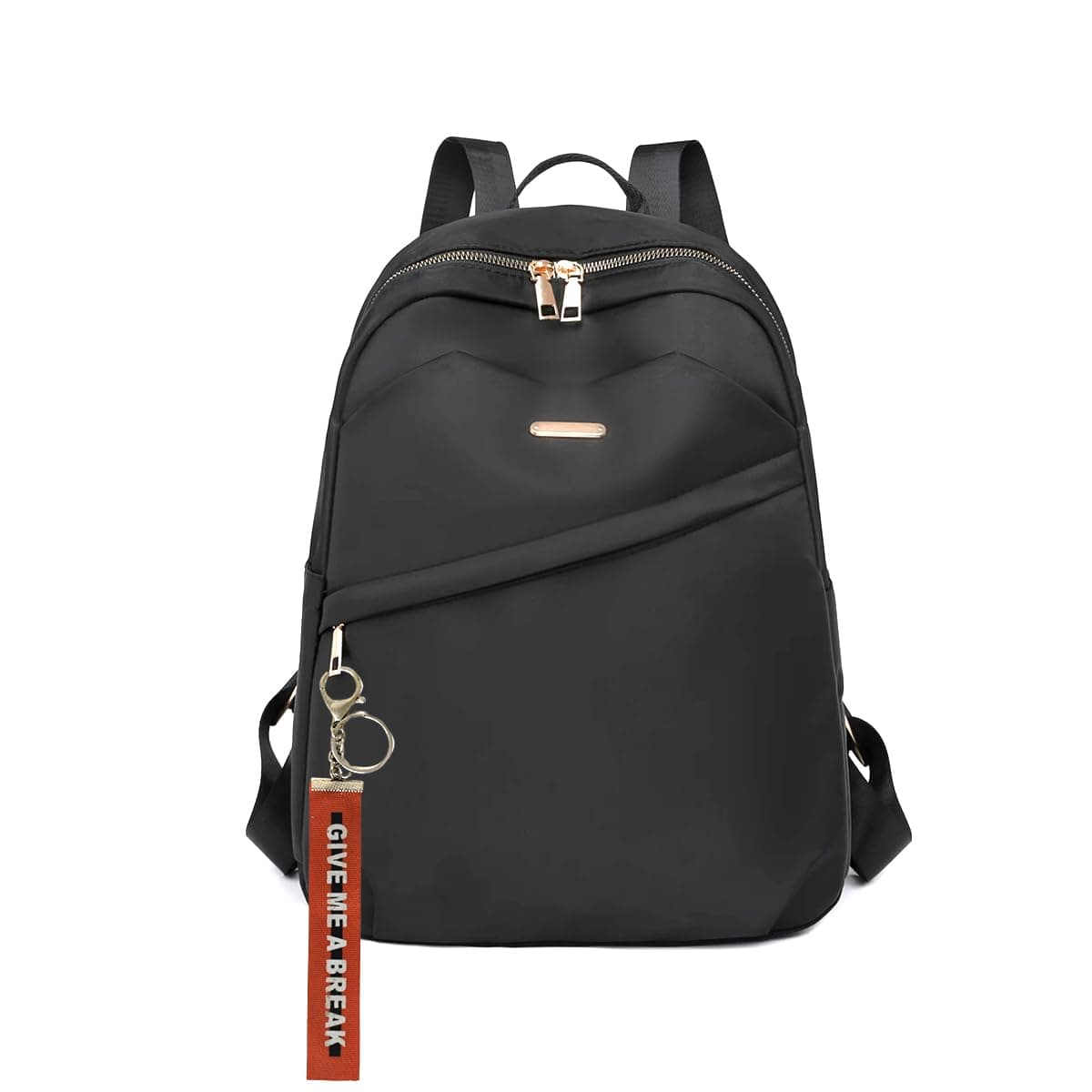 TYPIFY Backpack Bags for Women,School & College Bag, Black Travel Girls Quote Keychain Handbag, Stylish Latest Tuition Bag| Gift for Her