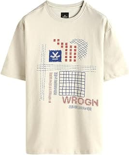 WROGN Men's 100% Cotton T-Shirt | Graphic Print | Oversized Fit