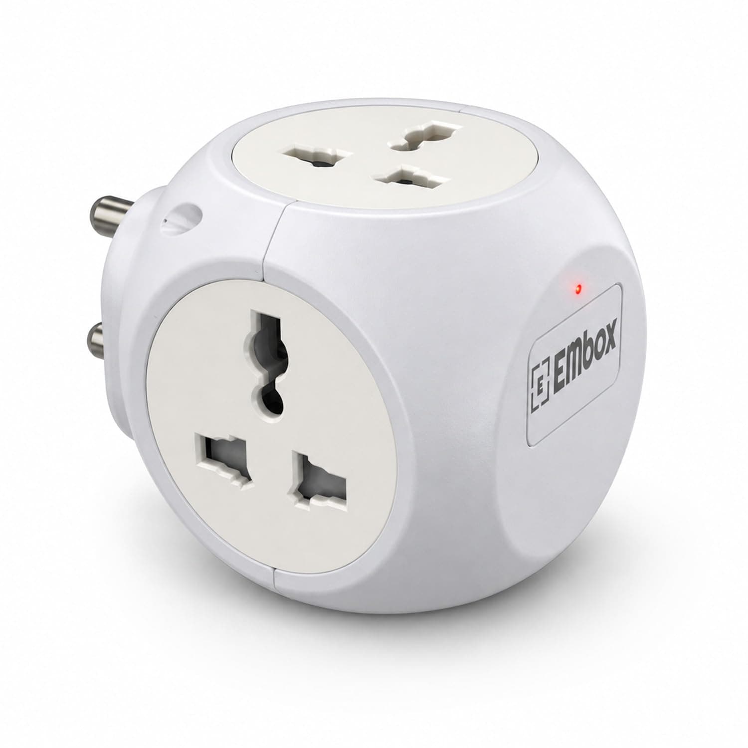 EMBOX Multi Plug Adapter | 6 amp Universal Sockets and LED Indicator Safety Shutter | 3 Pin Plug Socket Extension, Charging Mobile, Laptop, TV Grey