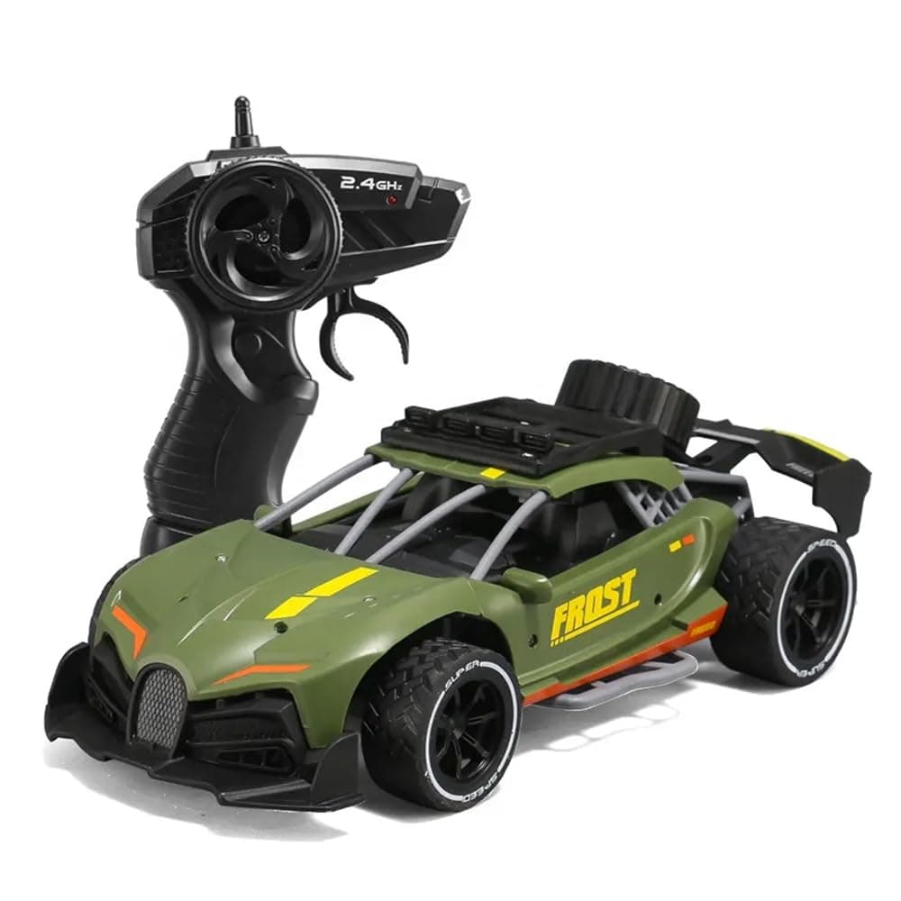 PARTEET 1:16 Scale RC Toy Car with Long Range 2.4 Ghz Joystick Remote Control - High Speed Durable Sports Vehicle with Rechargeable Battery - Ideal for Kids & Beginners (Dark Green)
