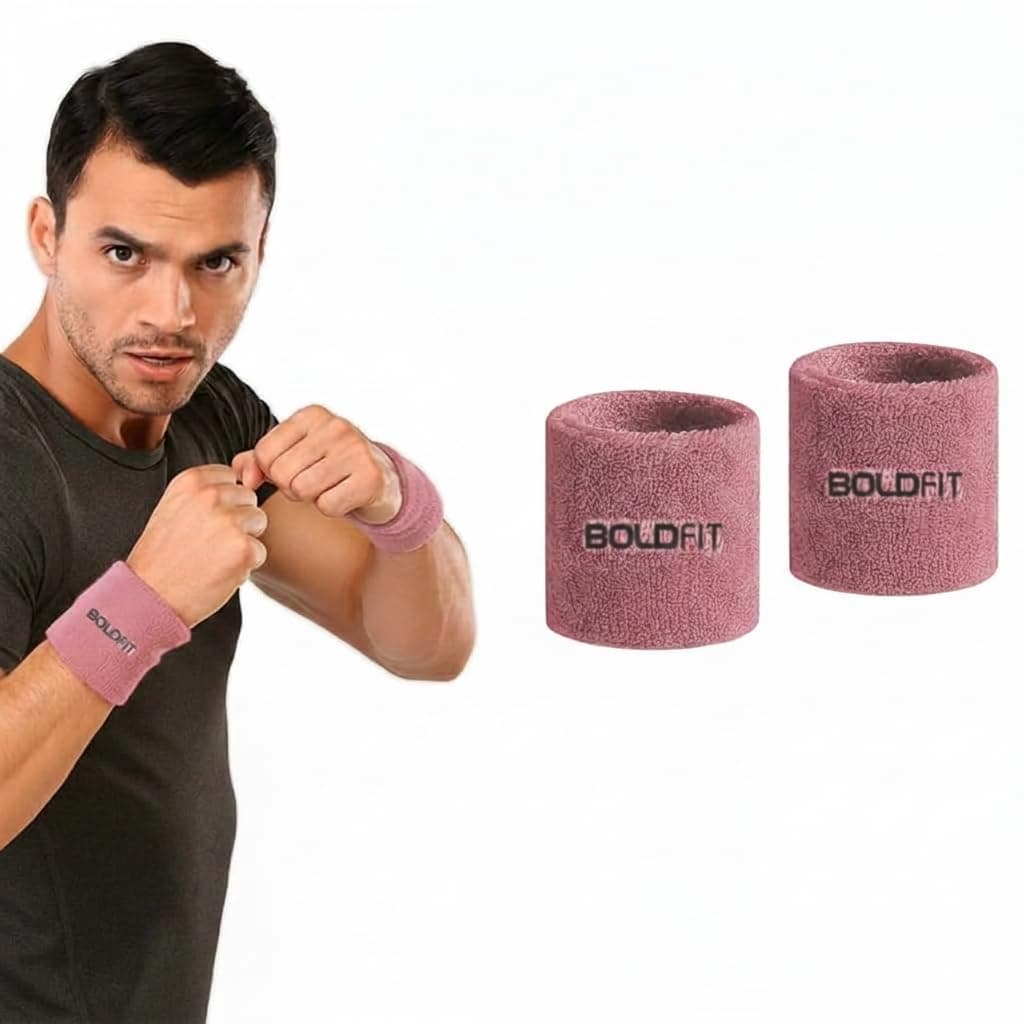 Boldfit Cotton Wrist Band for Men & Women 3 Inch - Wrist Sweat Band for Badminton Football, Basketball, Running & Athletic Sports, Sweat Absorbent Wrist Bands