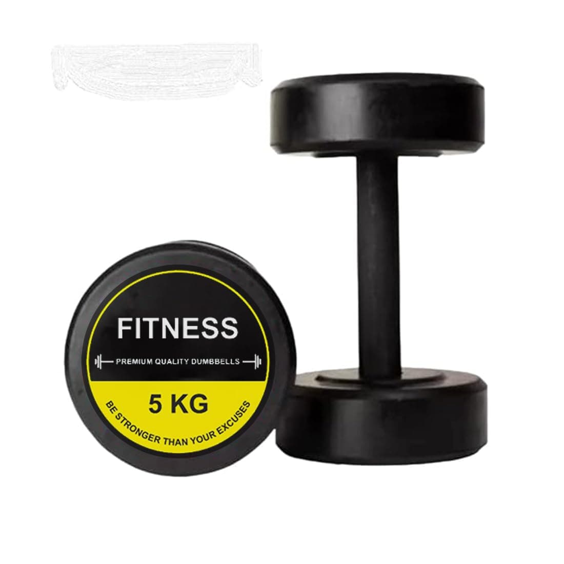 FITRXX Round Shape Rubber Dumbbells set for men and women| Weights for home workout| Home gym dumbbell set| Dumbbells set 10 kg(5kgx2) | Full body and muscle workout| Rubber dumbbell set (Yellow)