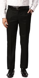 Park Avenue Men's Poly Viscose Blend Structure Pattern Smart Fit Flat Front Formal Trouser