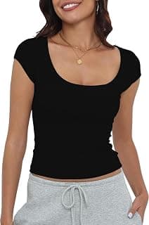 THE BLAZZE Womens Short Sleeve Scoop Neck Basic Crop Top Summer Fitted Teen Tee Shirt Blouses for Girls B_L2669 NK