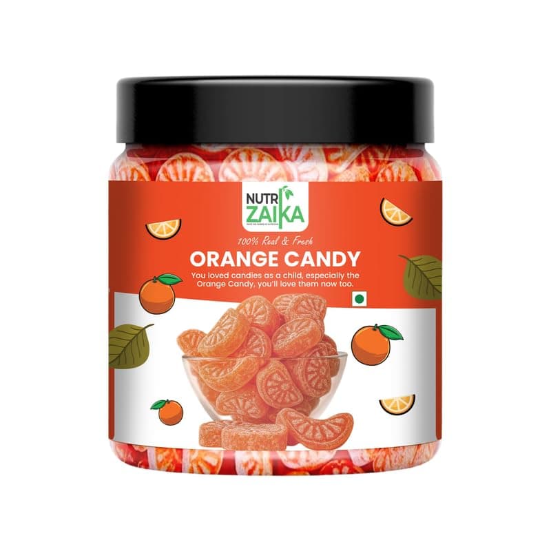 NUTRIZAIKA Orange Candy Jar |Narangee Candy | Santra Goli | Orange Flavoured 250g