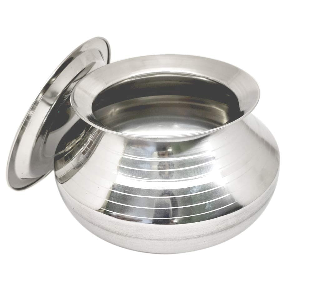 Kitchen Next (muke) Stainless Steel Handi with Lid degchi Pot Kitchen cookwere pots Multipurpose Use Steel Handi 3.5 Liter Pongal Handi