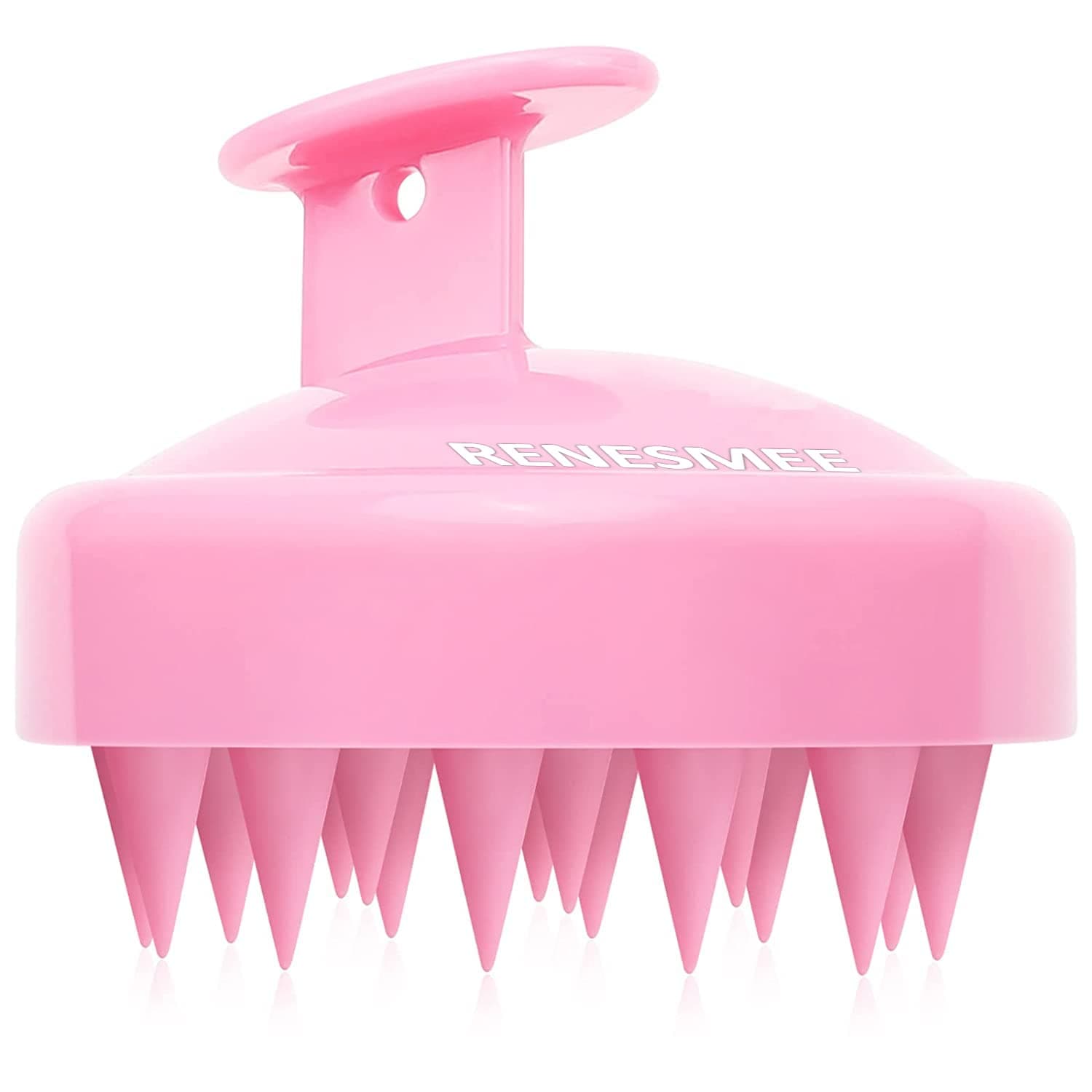 Renesmee Manual Silicone Scalp Massager, Hair Massager Scrub Shampoo Brush with Exfoliator Ergonomic Scrubber Comb for Dandruff Removal, Improve Hair growth for Men, Women (Pink)