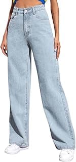 KOTTY Women’s High Waist Denim Jeans | Straight, Relaxed & Wide Leg Fit | Light Blue, Dark Blue & Black | Casual Regular Length Fashion Wear
