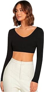 Dream Beauty Fashion Women's V-Neck Full Sleeve Crop Top, 17 "inches (Baati-11-P)