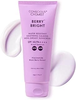 Conscious Chemist® Sunscreen SPF 50 PA++++ In-Vivo Tested | 50g | Sunscreen for Oily Skin, Gel Sunscreen, Niacinamide with Black Berry Extract, Hybrid Lightweight, All Skin Types - Berry Bright