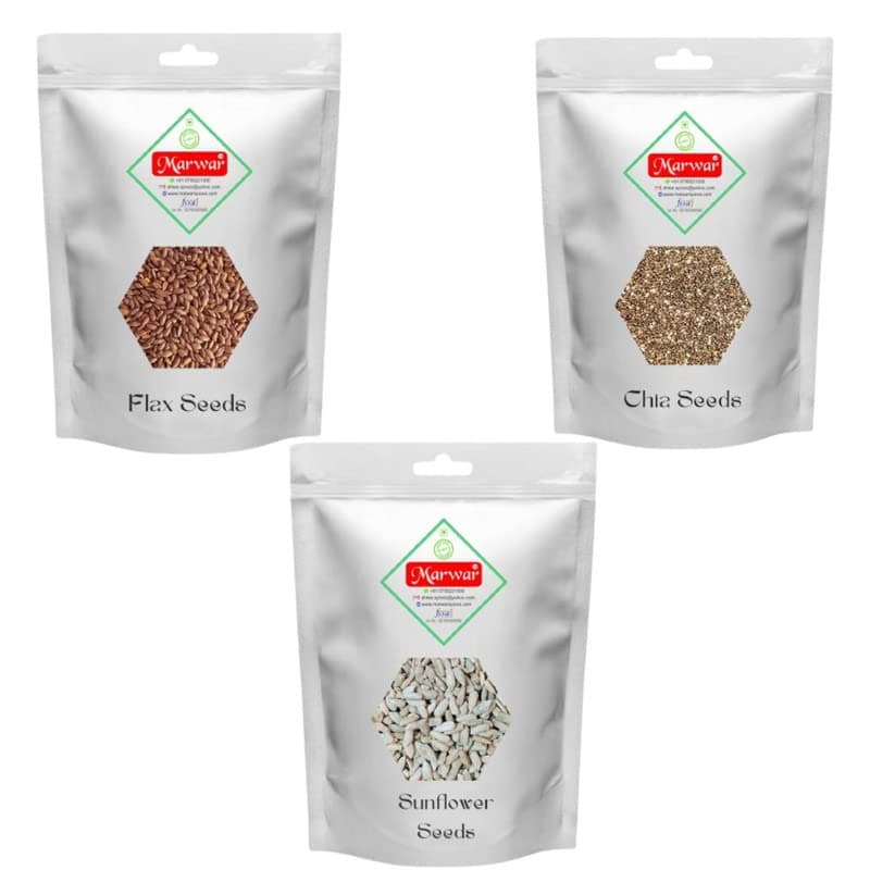 Marwar Combo Pack of | Sunflower Seeds + Chia Seeds + Flax Seeds | 250 Gms Each | Pack of 3