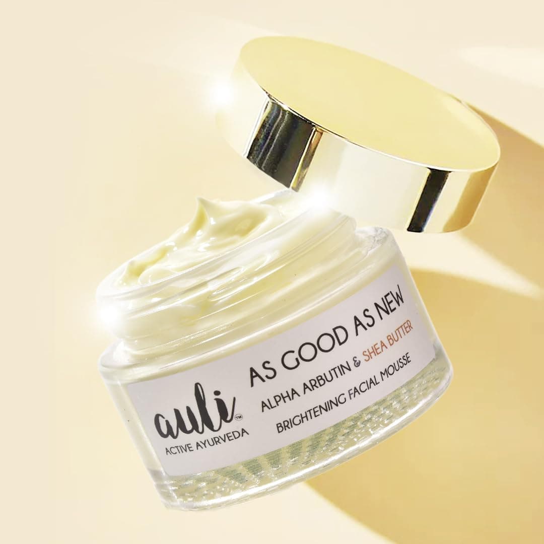 Auli Brightening Facial Mousse For Normal to Dry Skin Types | Alpha Arbutin, Almond Oil and Shea Butter | Anti Aging Face Cream to Reduce Lines & Wrinkles | As Good As New (mini) - 30GM