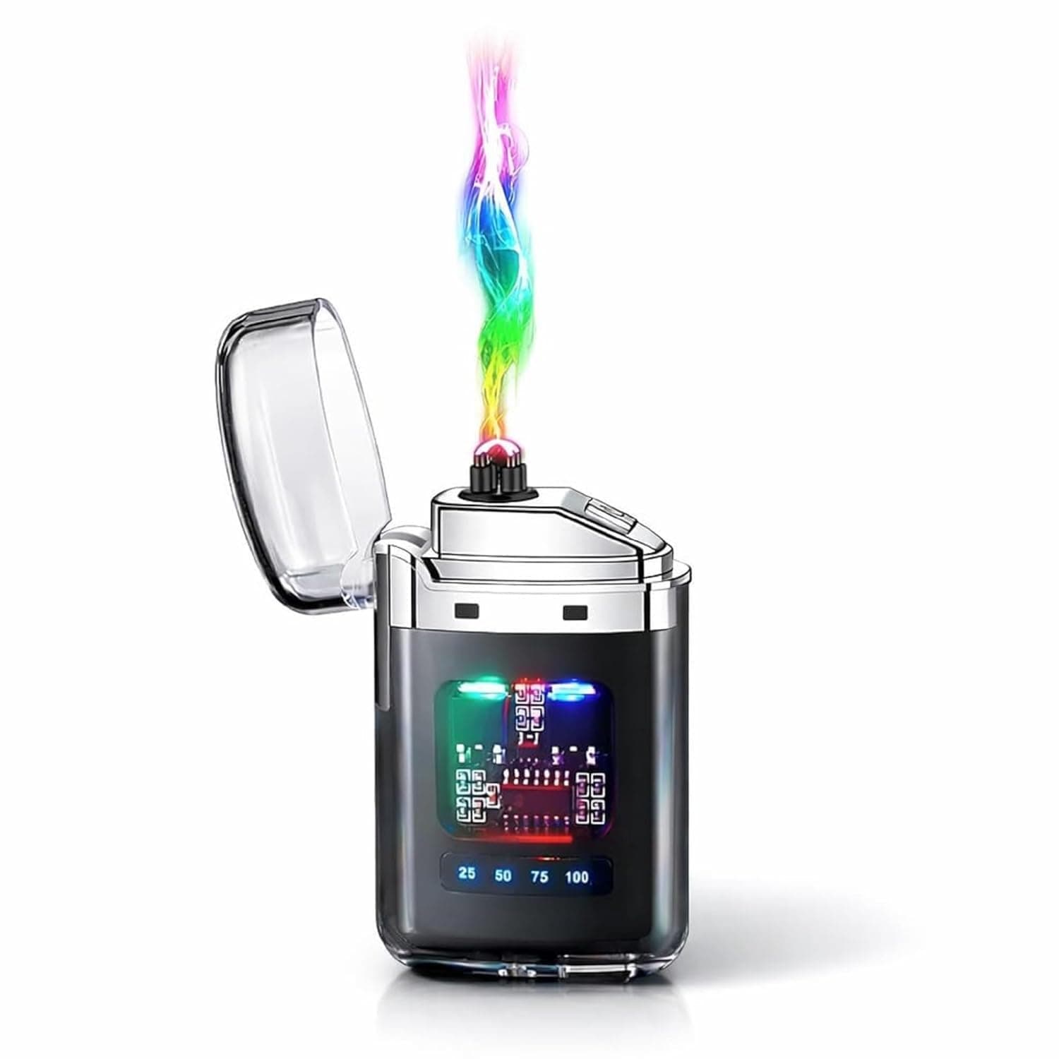 Rechargeable Dual Arc Electric Lighter for Men & Women with LED Display, USB Type-C Plasma Windproof Flameless Waterproof Outdoor Camping Travel Lighter