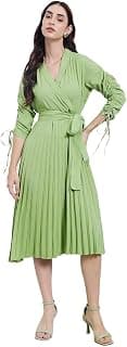 Styli Women Wrap Maxi Dresses in Self-Design Styles | Ideal for Elegant Daywear, Brunch & Semi-Formal Occasions | Flattering Fit & Machine Washable