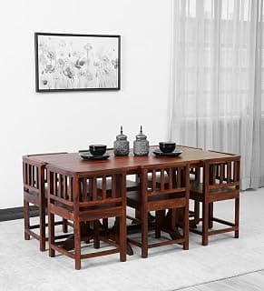 Furniture Pure Sheesham Solid Wood 6 Seater Dining Table for Living Room Home Hall Hotel Dinner Restaurant Wooden Dining Table Dining Room Set Home & Kitchen (6 Seater, Honey Oak)