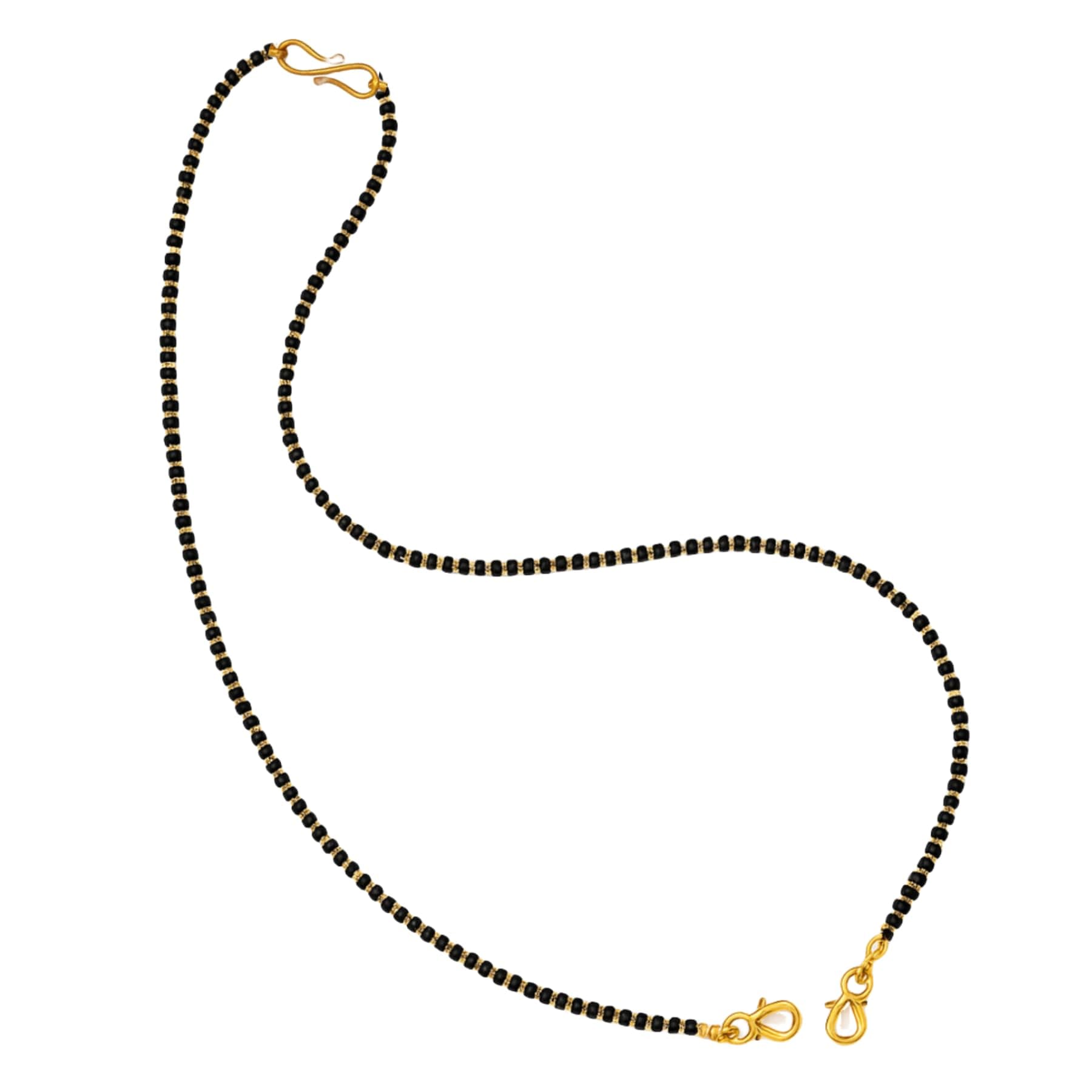 Kailash Creation 22 K Gold Plated Gold Plated Mangalsutra Chain for women stylish – 18 Inch and 24 inches Black Beads Without Pendant For Women Brass Mangalsutra with lobster lock and S-Hook Clasp