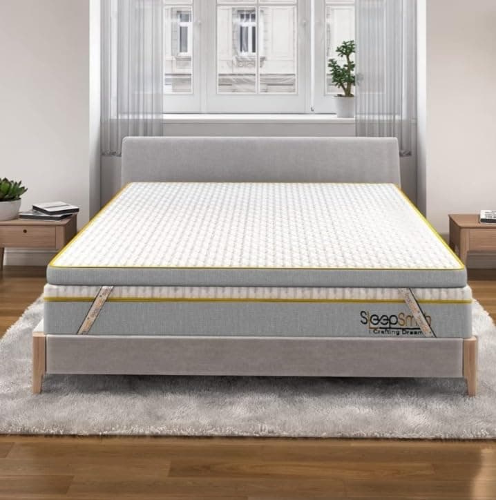 SleepSmith Flip Memory Foam and Graphite Infused Cloud Foam 2-in-1 Reversible Soft & Hard Side Mattress Topper/Gadda with Pillow Combo Set, 5 Year Warranty (Single, 75" x 36" x 2")