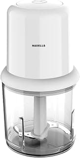 Havells Coral 200W Electric Vegetable Chopper for Kitchen | 750ml Bowl | One-Touch Operation | Portable Food Chopper | Chop, Mince, Dice | Compact Design | 2-Year Warranty (White)