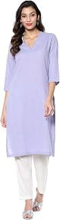 BIBA Women Cotton Blend Regular Fit Solid Straight Kurta