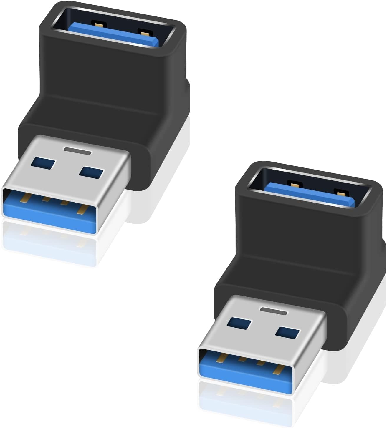 ETZIN 90 Degree USB 3.1 Adapter,10Gbps USB Extender Adapter, USB 3.1 Male to Female Type A to Type A Cable Adapter, UP & Down USB Adapter for Hard Drive, Keyboard, Laptop, (2Pack) EPL-1075TC.