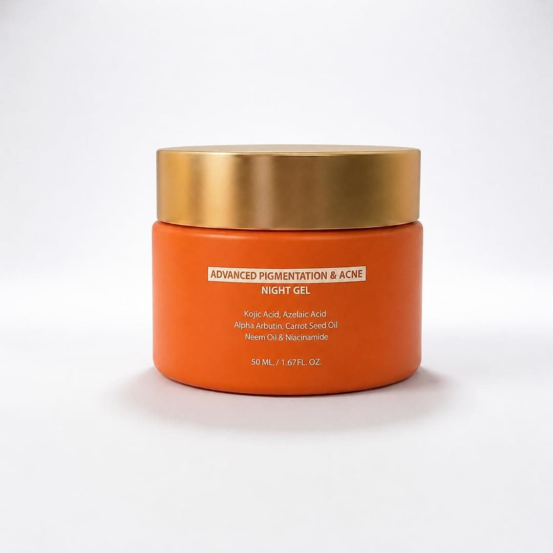 Shravaha Advanced Pigmentation & Acne Night Gel - Azelaic Acid, Kojic Acid, Niacinamide, Alpha Arbutin, Carrotseed Oil, Coconut oil, Neem oil, Lemograss Oil, Alovera - 50 ml