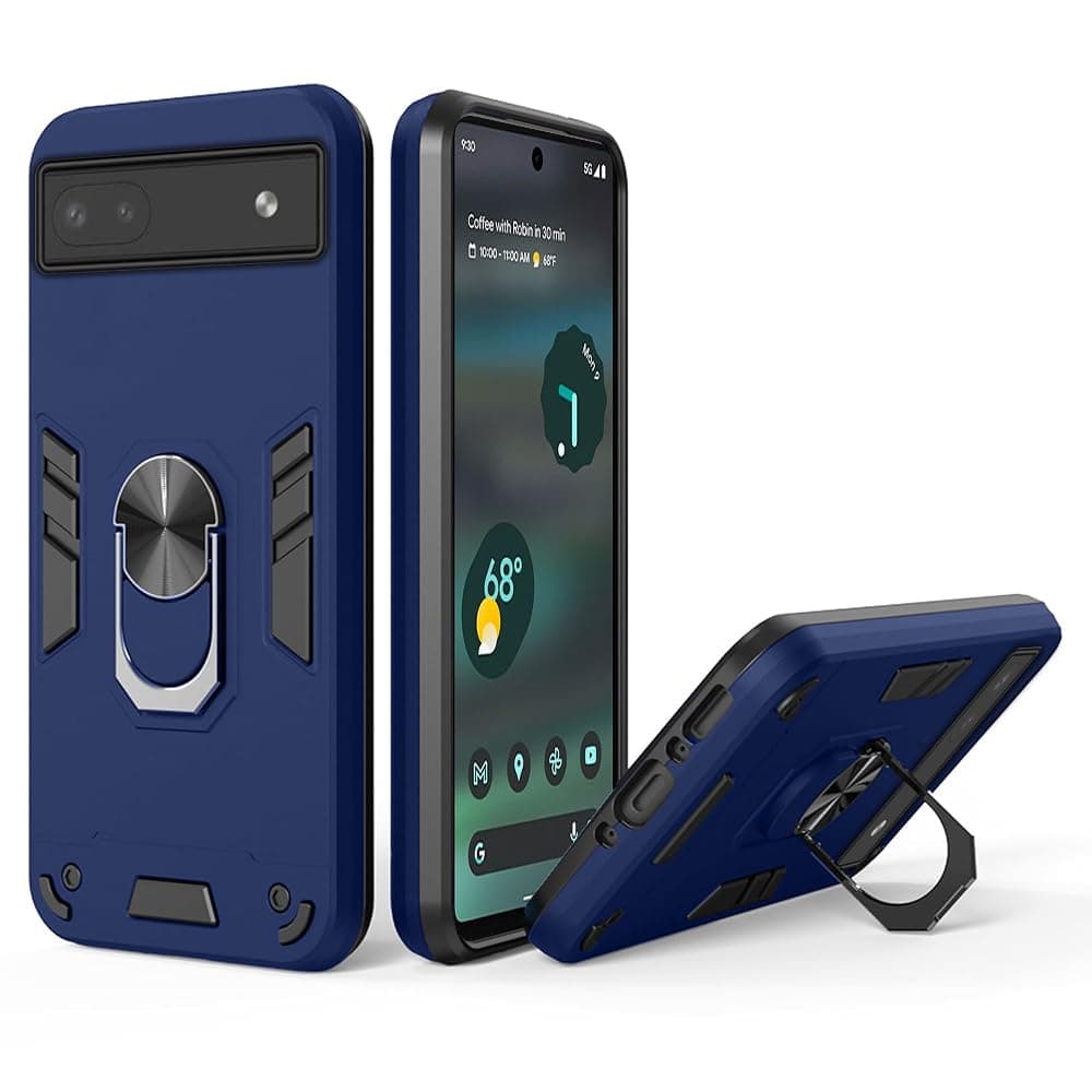 amazon basics Kickstand Mobile Cover (360° Rotating Ring Holder) for Google Pixel 6a 5G (Blue)