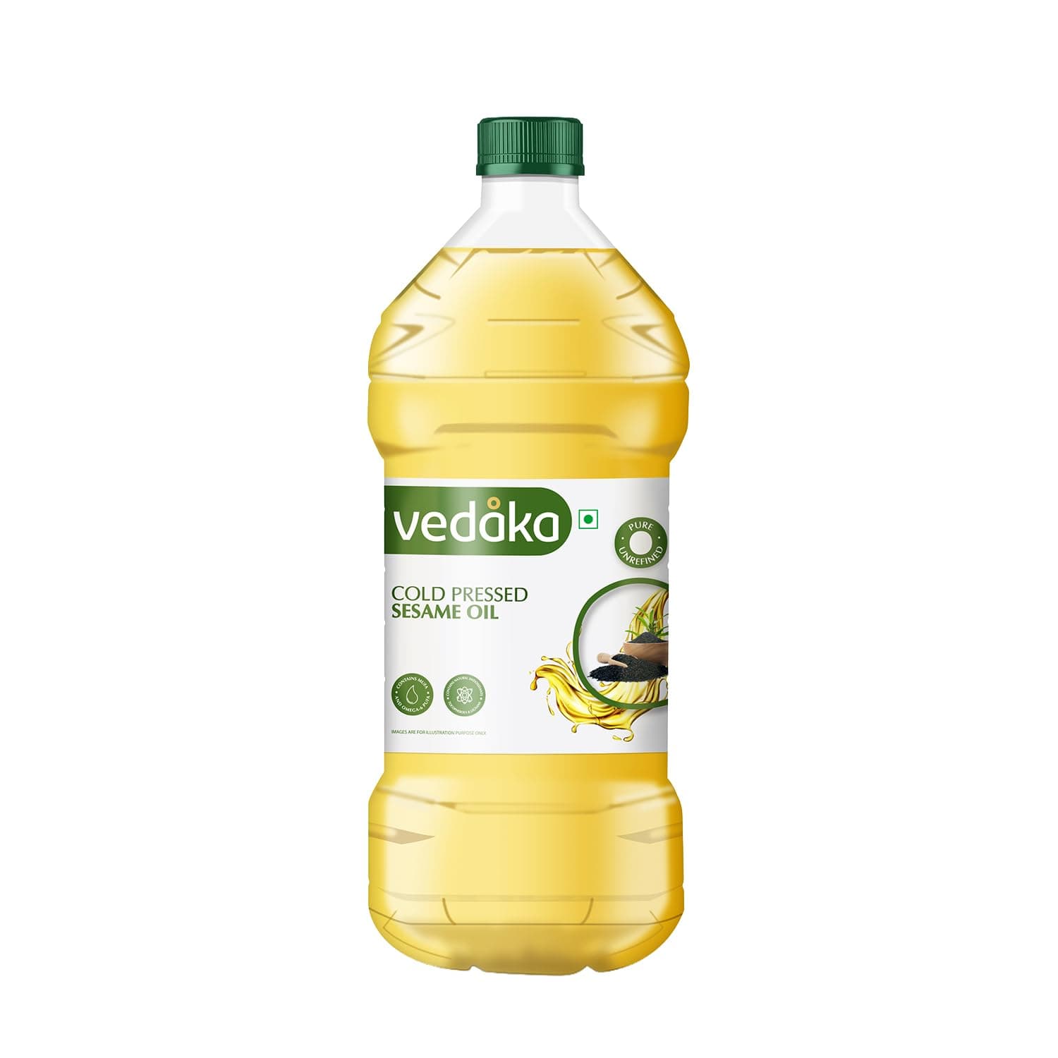 Amazon Brand - Vedaka Cold Pressed Sesame Oil | 2 L | Gingelly Oil | Cheku/Ghani Oil | Pure & Unrefined | Contains Mufa & Omega - 6 | Contains Natural Antioxidants
