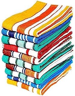 MYTHOS Cotton Multi Color Striped Hand Towels High Absrobent Set of 12, 12X 18 inch
