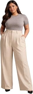 KOTTY Plus Size Women’s High Waist Comfortable Straight Fit Formal Pants