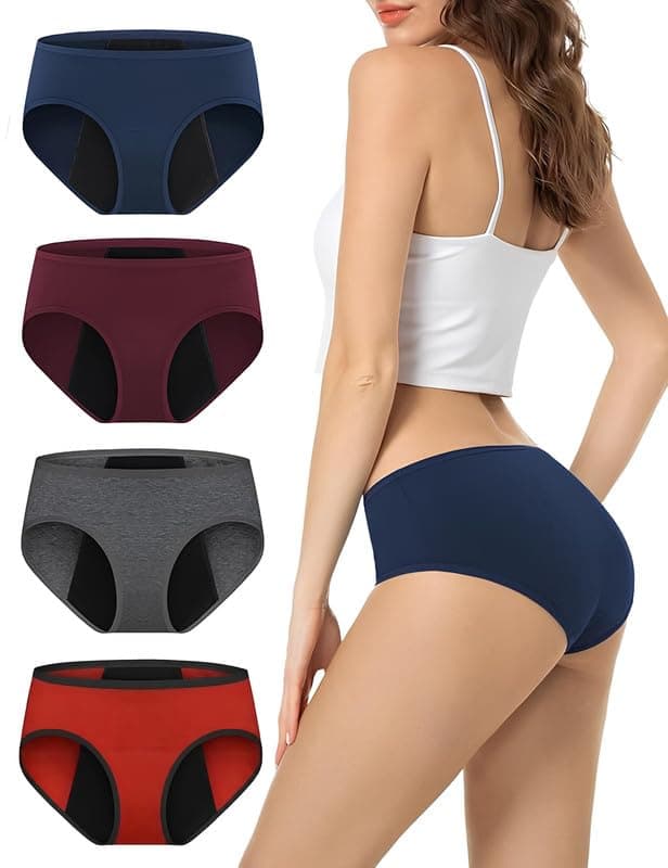 DIVING DEEP Period Panties for Women – Leak Proof, Heavy Flow Protection | Overnight Protection Mid Rise Girls Period Panties |Two Years Reusable Menstrual Underwear with Tummy Control (Pack 4)