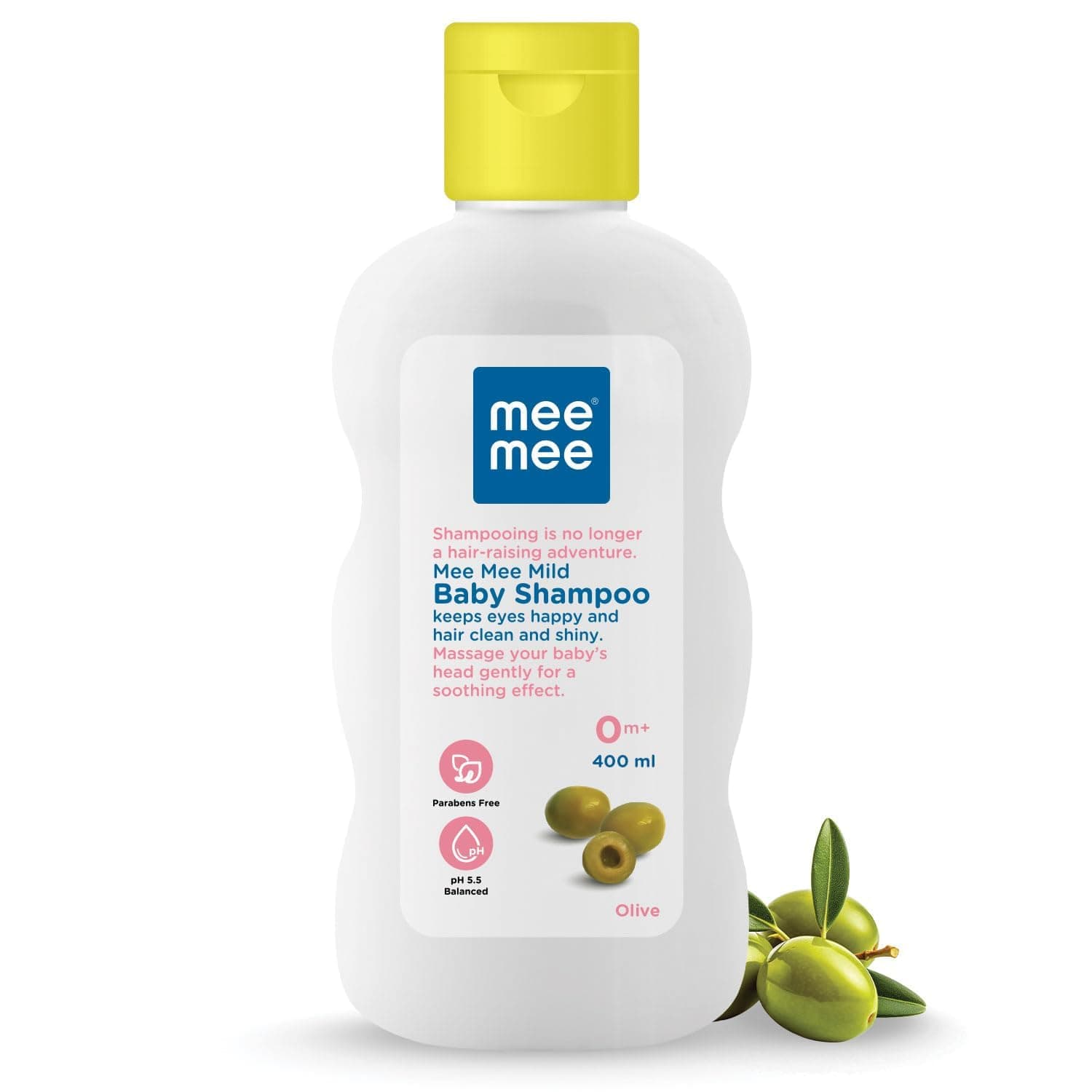 Mee Mee Gentle Baby Shampoo 400ml | For Daily Moisturizing Enriched with Olive Extracts | Tear-Free Formula Nourishes, Soothes, & Protects Sensitive Skin | Hypoallergenic, Sulfate and Paraben-Free | Skin Friendly PH
