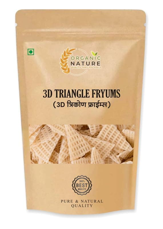 ORGANIC NATURE Triangles fryums Crunchy and Tasty Ready to Fry CHAAT Masala Free (Pack of 400 Gram)