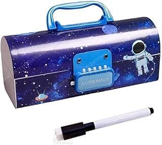 Plastic Kids Pen&Pencil Box Suitcase Style Password Lock Pencil Case,Multi-Layer Pencil Box For Kids,Boys,Girls,Stationary Organizer Case,Return Gift (Astron. - Blue Pencil Box)