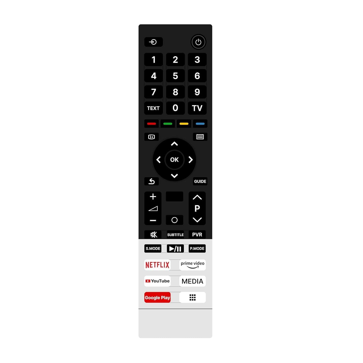 Non Voice Compatible with Toshiba Smart Tv Remote €“ Without Voice - Hot Keys Netflix, Prime Video, Media, Google Play, YouTube and Media Use for LCD LED OLED QLED UHD 4K Android TVs,