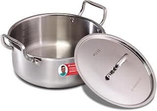 Wonderchef Stella Triply Stainless Steel Casserole with Lid | 24 cm, 4.5 litres | Compatible with Gas Stove, Induction, Ceramic Cooktop | Non-Toxic | Heavy-Duty Handle | 10-Year Warranty